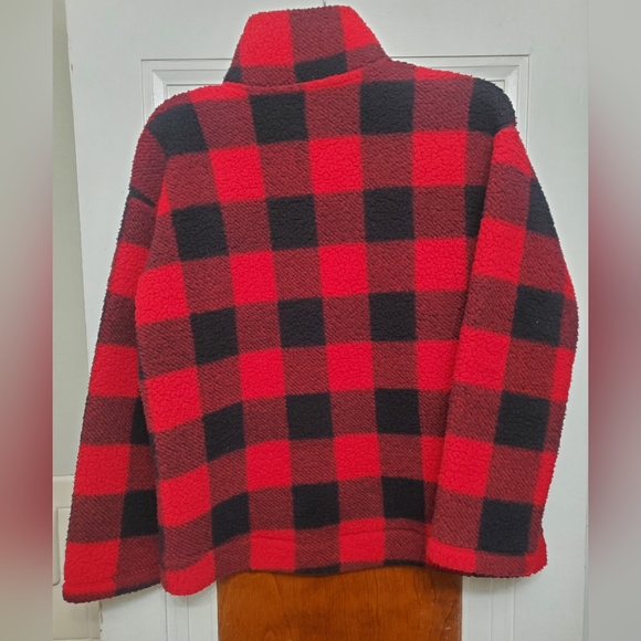 Old Navy red and black buffalo plaid Sherpa fleece jacket size - small - Picture 9 of 12